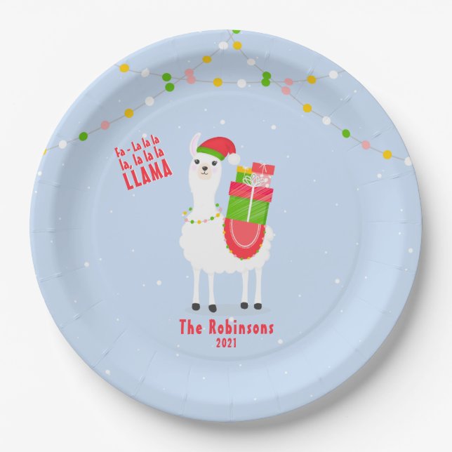 Assiettes En Carton Festive Llama Christmas (Devant)