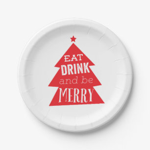 Assiettes En Carton Festive Red Christmas Tree Party
