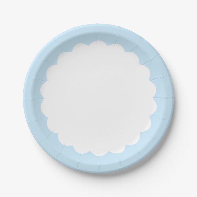 Assiettes En Carton Feston bleu-clair - personnalisable (Devant)