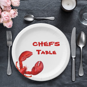 Assiettes En Carton Fête à ébullition de langouste rouge blanc