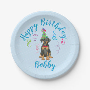 Assiettes En Carton Fête Anniversaire Doberman Plaques de papier