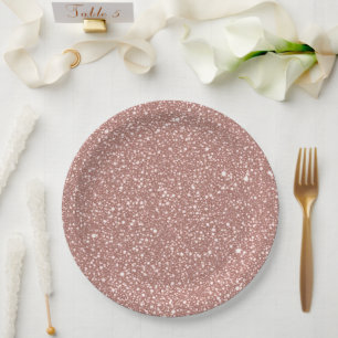 Assiettes En Carton Fête au motif géométrique rose poudré