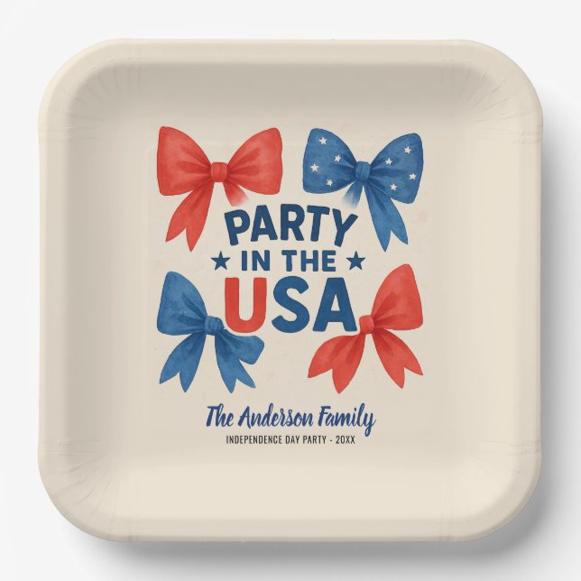 Assiettes En Carton Fête aux Etats-Unis 4 juillet patriotique Custom (Recto)