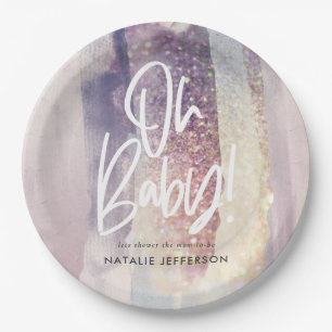 Assiettes En Carton Fête baby shower de la fille violette