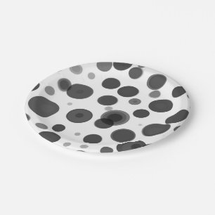 Assiettes En Carton Fête Bulles Noir Blanc Moderne à pois