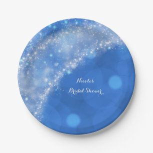 Assiettes En Carton Fête Cendrillon Étincelle Bleu & Blanc pour Toute