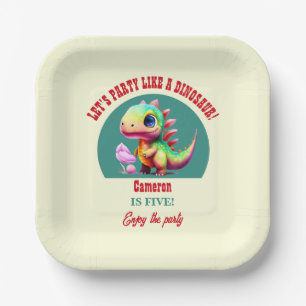 Assiettes En Carton Fête comme un dinosaure N'importe quel âge coloré