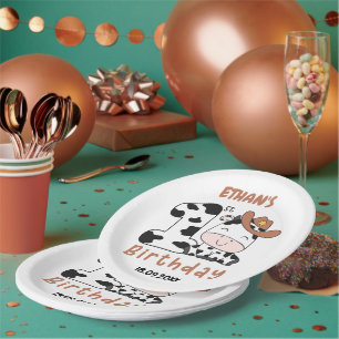 Assiettes En Carton Fête d'anniversaire 1 an Holy Cow Boy 