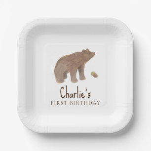 Assiettes En Carton Fête d'anniversaire 1 an thème animaux de la forêt