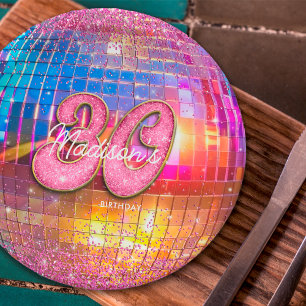 Assiettes En Carton Fête d'anniversaire 30 ans Boule disco paillettes 