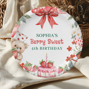 Assiettes En Carton Fête d'anniversaire 4 ans Vintage Strawberry Berry