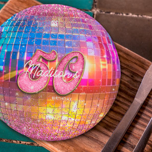 Assiettes En Carton Fête d'anniversaire 50 ans Boule disco Paillettes