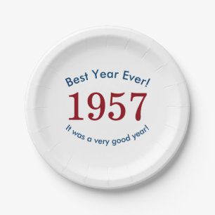 Assiettes En Carton Fête d'anniversaire 60 ans Meilleure année 1957 Cé