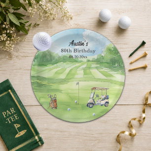 Assiettes En Carton Fête d'anniversaire 80 ans au parcours de golf aqu