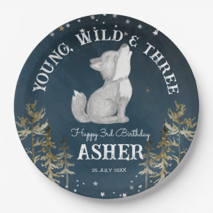 Assiettes En Carton Fête d'anniversaire à thème de petit loup monogram