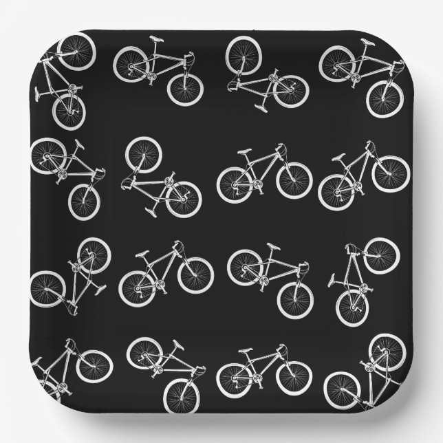 Assiettes En Carton Fête d'anniversaire à vélo (Recto)