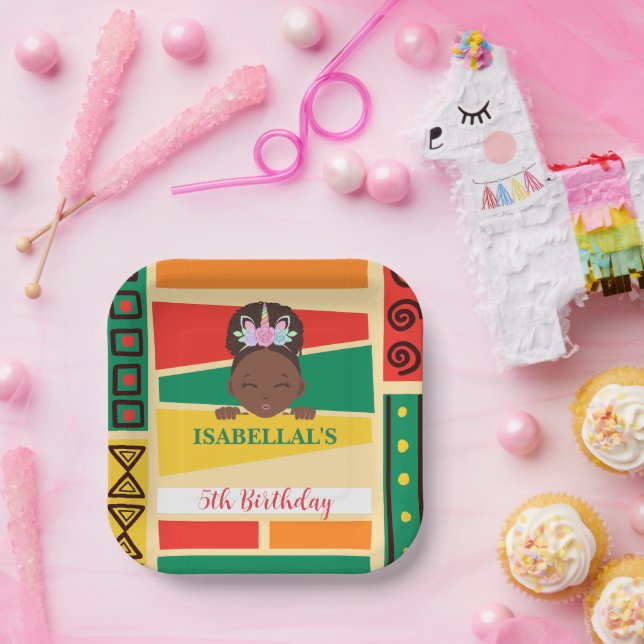 Assiettes En Carton Fête d'anniversaire afro-africaine (Fête)