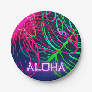 Assiettes En Carton Fête d'anniversaire Aloha nuit tropicale Luau élec