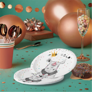 Assiettes En Carton Fête d'anniversaire Animaux de Fête Moderne