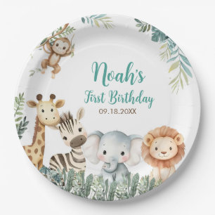 Assiettes En Carton Fête d'anniversaire Animaux Sauvages de Safari