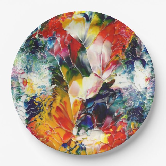 Assiettes En Carton Fête d'anniversaire Art Papier Plaques de dîner (Devant)