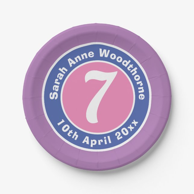 Assiettes En Carton Fête d'anniversaire avec âge (Devant)