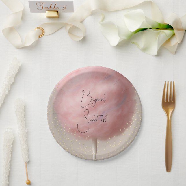 Assiettes En Carton Fête d'anniversaire avec confettis dorés et barbe  (Mariage)