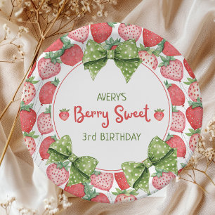 Assiettes En Carton Fête d'anniversaire Berry Sweet 3 ans à la fraise