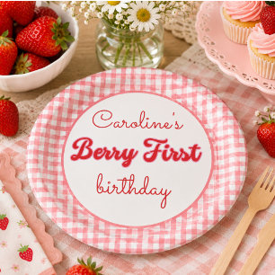Assiettes En Carton Fête d'anniversaire Berry Sweet Strawberry 1 an