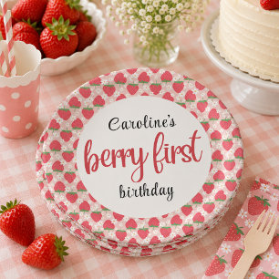 Assiettes En Carton Fête d'anniversaire Berry Sweet Strawberry 1 an