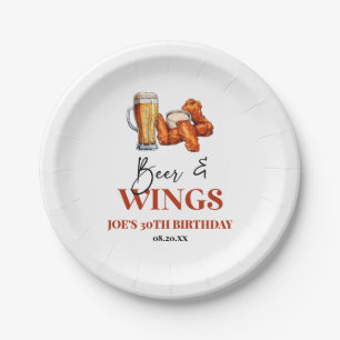 Assiettes En Carton Fête d'anniversaire bière et ailes
