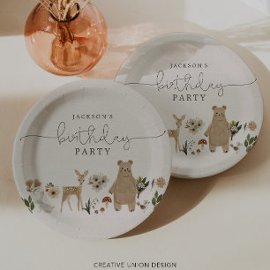 Assiettes En Carton Fête d'anniversaire Bohème Forestière