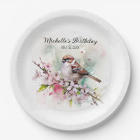 Fête d'anniversaire Cerisier Fleur Moineau Mignon 