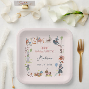 Assiettes En Carton Fête d'anniversaire chiots mignons