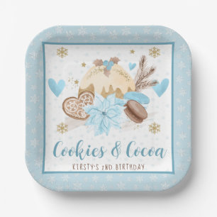 Assiettes En Carton Fête d'anniversaire Cookies & Cocoa Hiver Bleu