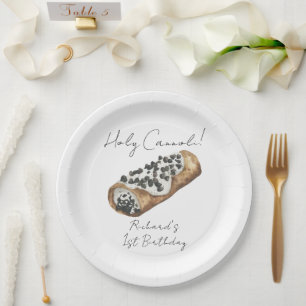 Assiettes En Carton Fête d'anniversaire de 1 an Cannoli à l'aquarelle