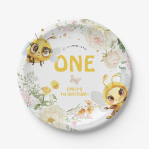 Assiettes En Carton Fête d'anniversaire de 1 an de Bumble Bee