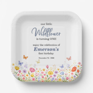 Assiettes En Carton Fête d'anniversaire de 1 an de jolie petite fleur 