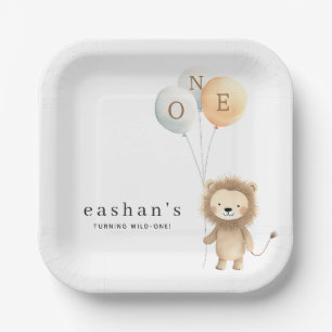 Assiettes En Carton Fête d'anniversaire de 1 an de Petit Lion Mignon C