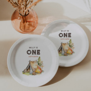 Assiettes En Carton Fête d'anniversaire de 1 an Watercolor One Happy C