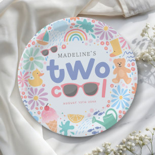 Assiettes En Carton Fête d'anniversaire de 2 ans Girls Two Cool Summer