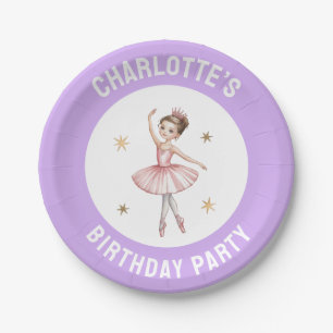 Assiettes En Carton Fête d'anniversaire de ballet personnalisée pour b