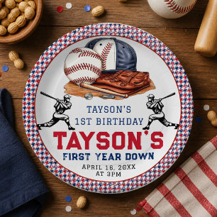 Assiettes En Carton Fête d'anniversaire de baseball de première année