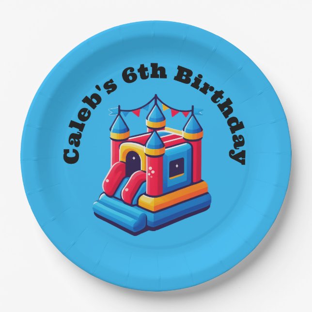 Assiettes En Carton Fête d'anniversaire de château gonflable pour enfa (Devant)