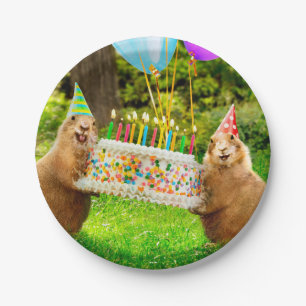 Assiettes En Carton Fête d'anniversaire de chien de prairie