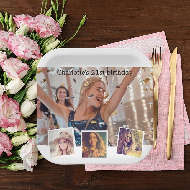 Assiettes En Carton Fête d'anniversaire de collage photo (Créateur téléchargé)