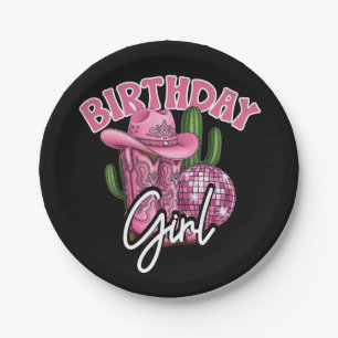 Assiettes En Carton Fête d'anniversaire de cowgirl rose avec style wes