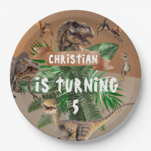 Assiettes En Carton Fête d'anniversaire de Dinosaur