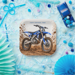 Assiettes En Carton Fête d'anniversaire de garçon de moto cross Dirt B