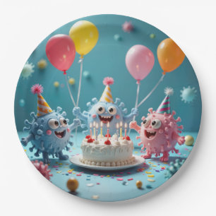 Assiettes En Carton Fête d'anniversaire de germe de dessin animé amusa
